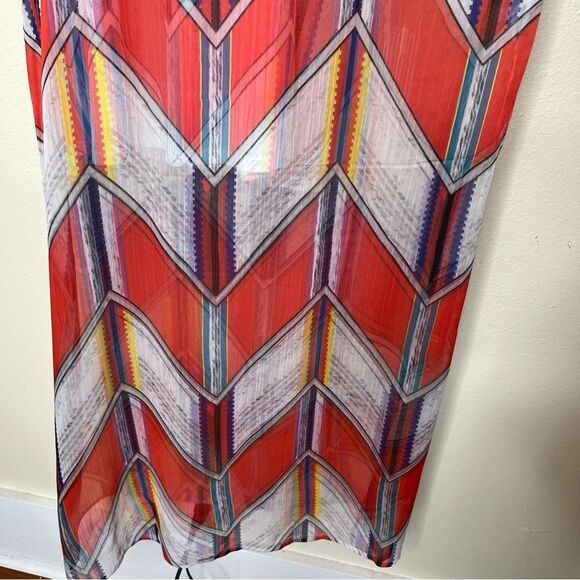 Andree Racer Back Chevron Chiffon Maxi Dress Sleeveless Women Small Geometric - Picture 5 of 12